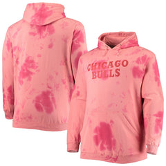 Chicago Bulls Big & Tall Wordmark Cloud Dye Pullover Hoodie Red - Fanatics