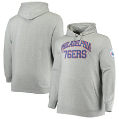 Philadelphia 76ers Hardwood Classics Big & Tall Throwback Pullover Hoodie Heathered Gray - Mitchell & Ness