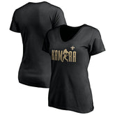 Alvin Kamara New Orleans Saints Women's Checkdown V-Neck T-Shirt - Black T-shirts