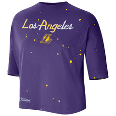 Los Angeles Lakers Women's Courtside Splatter Cropped T-Shirt Purple - Nike
