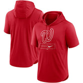 Washington Nationals Nike Lockup Performance Short Sleeve Lightweight Hooded Top - Red Tops