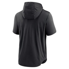 Colorado Rockies Nike Lockup Performance Short Sleeve Lightweight Hooded Top - Black Tops