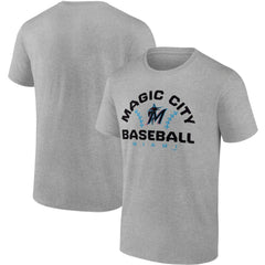 Miami Marlins Fanatics Iconic Go for Two T-Shirt - Heathered Gray T-shirts