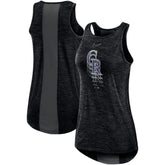 Colorado Rockies Nike Women's Logo Fade High Neck Performance Tank Top - Black Tanks
