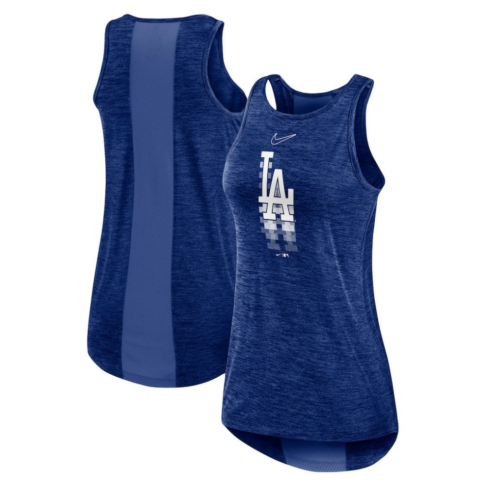 Los Angeles Dodgers Nike Women's Logo Fade High Neck Performance Tank Top - Royal Tanks