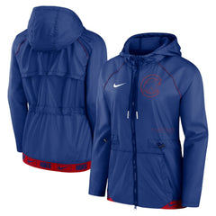 Chicago Cubs Nike Women's Statement Raglan Full-Zip Hoodie Jacket - Royal/Red Jackets