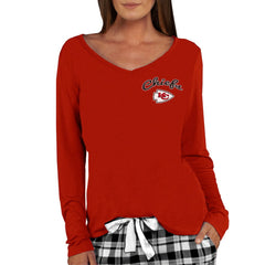 Kansas City Chiefs Concepts Sport Women's Marathon Knit Long Sleeve Lightweight V-Neck Lounge Top - Red Tops