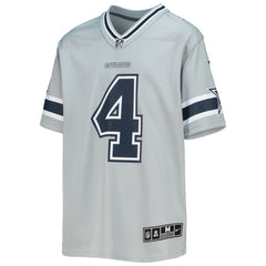 Dak Prescott Dallas Cowboys Youth Inverted Team Game Jersey - Silver Jerseys