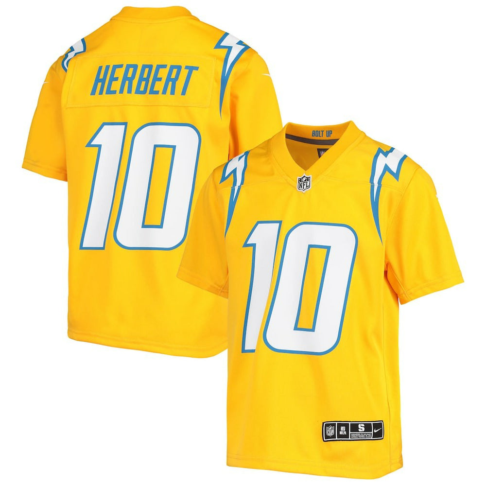 Justin Herbert Los Angeles Chargers Youth Inverted Team Game Jersey - Gold Jerseys