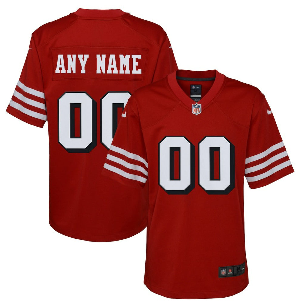 San Francisco 49ers Youth Alternate Custom Game Jersey - Scarlet Jerseys
