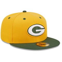Green Bay Packers New Era Flipside 2Tone 59FIFTY Fitted Hat - Gold/Green Hats