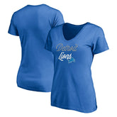 Detroit Lions Women's Long Stride V-Neck T-Shirt - Blue T-shirts