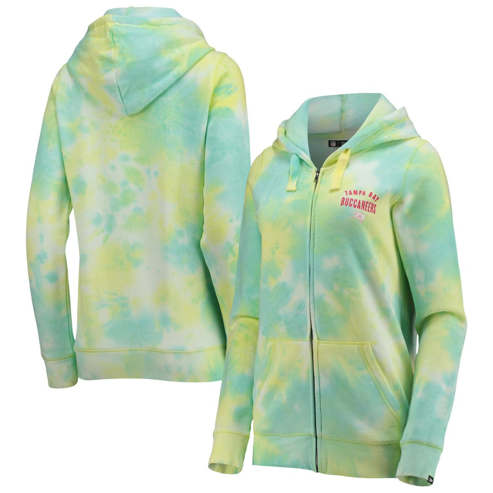 Tampa Bay Buccaneers New Era Women's Ice-Dye Full-Zip Hoodie - White Hoodies