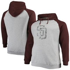 San Diego Padres Fanatics Big & Tall Raglan Pullover Hoodie - Heathered Gray/Brown Hoodies