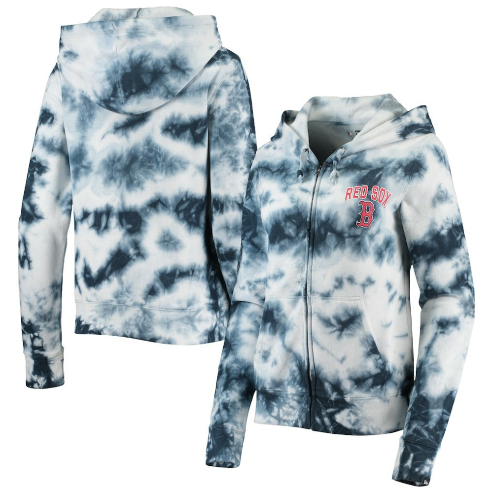Boston Red Sox New Era Women's Tie-Dye Fleece Full-Zip Hoodie - Navy Hoodies