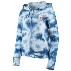 Chicago Cubs New Era Women's Tie-Dye Fleece Full-Zip Hoodie - Royal Hoodies