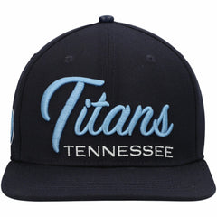 Tennessee Titans Pro Standard Script Wordmark Snapback Hat - Navy Hats