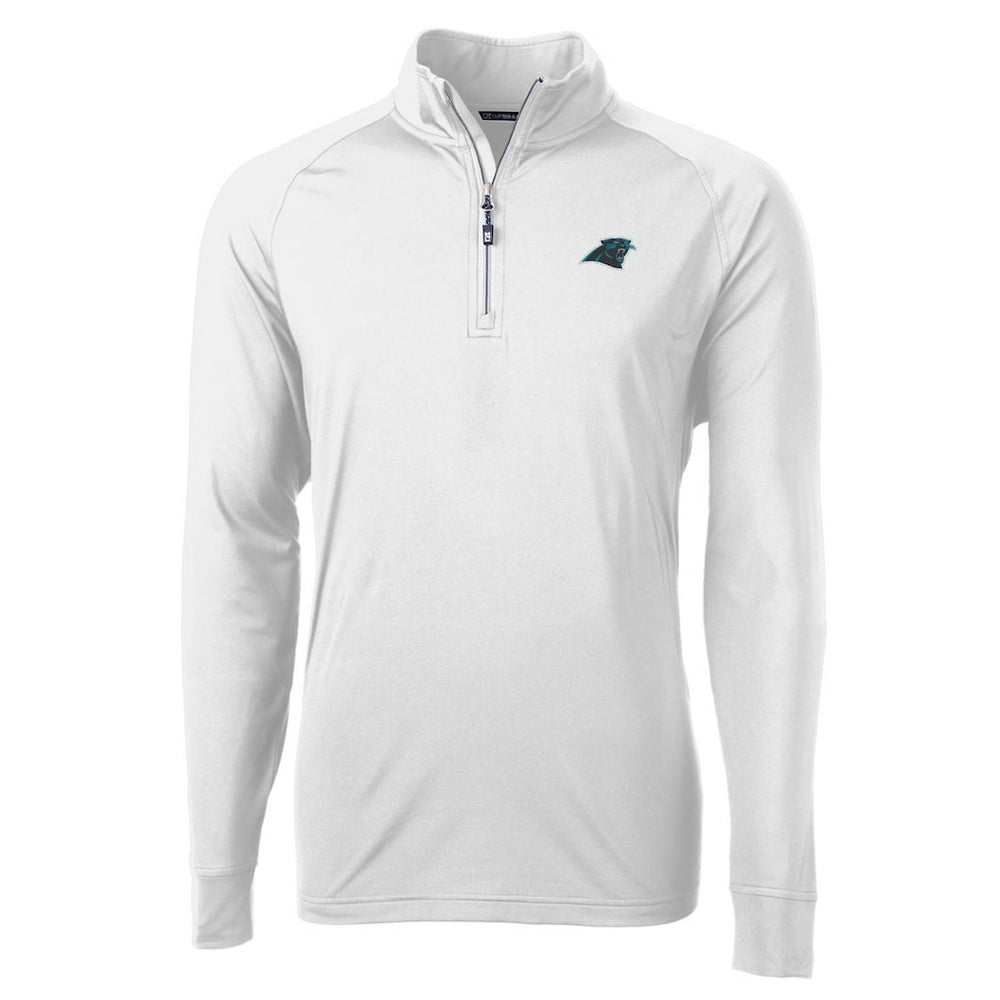 Carolina Panthers Cutter & Buck Adapt Eco Knit Quarter-Zip Pullover Jacket - White Pullover