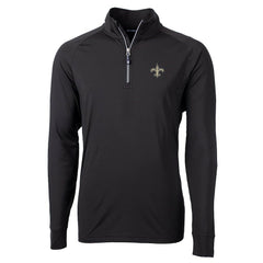 New Orleans Saints Cutter & Buck Adapt Eco Knit Quarter-Zip Pullover Jacket - Black Pullover