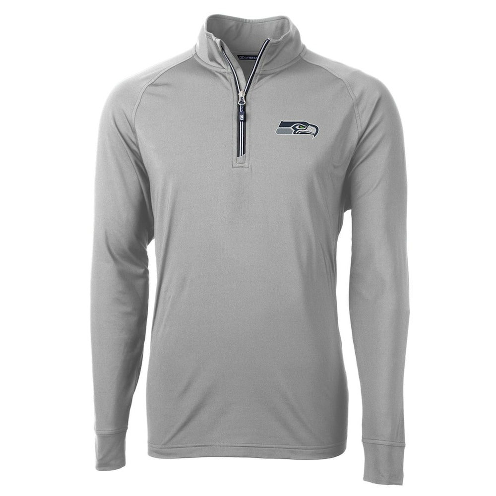 Seattle Seahawks Cutter & Buck Adapt Eco Knit Quarter-Zip Pullover Jacket - Gray Pullover