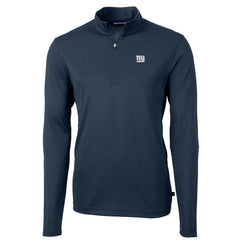 New York Giants Cutter & Buck Virtue Eco Pique Recycled Quarter-Zip Pullover Jacket - Navy Pullover