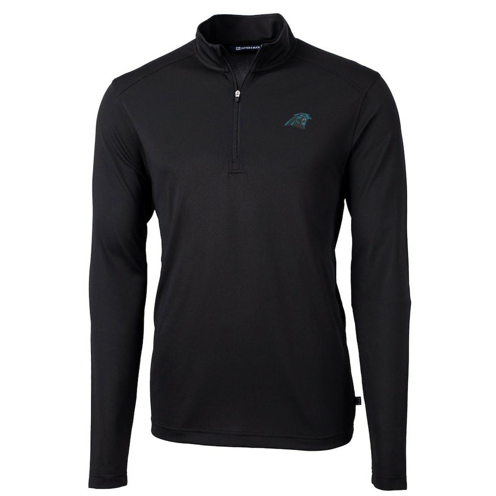 Carolina Panthers Cutter & Buck Virtue Eco Pique Recycled Quarter-Zip Pullover Jacket - Black Pullover