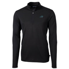 Carolina Panthers Cutter & Buck Virtue Eco Pique Recycled Quarter-Zip Pullover Jacket - Black Pullover