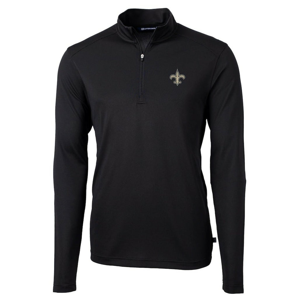 New Orleans Saints Cutter & Buck Virtue Eco Pique Recycled Quarter-Zip Pullover Jacket - Black Pullover