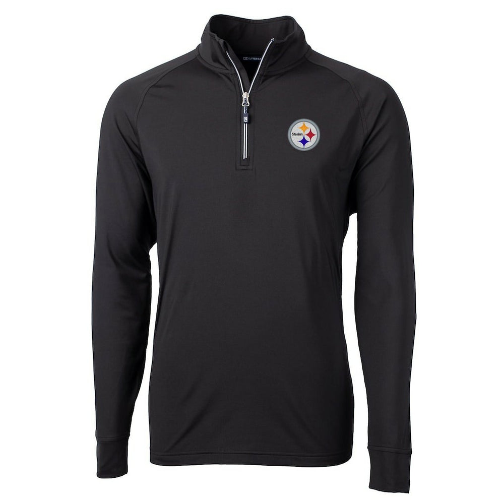 Pittsburgh Steelers Cutter & Buck Big & Tall Adapt Eco Knit Quarter-Zip Pullover Jacket - Black Pullover