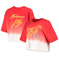 Patrick Mahomes Kansas City Chiefs Majestic Threads Women's Dip-Dye Player Name & Number Crop Top - Red/White Tops