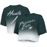 Jalen Hurts Philadelphia Eagles Majestic Threads Women's Dip-Dye Player Name & Number Crop Top - Green/White Tops