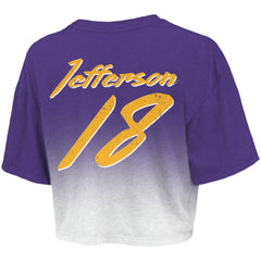 Justin Jefferson Minnesota Vikings Majestic Threads Women's Dip-Dye Player Name & Number Crop Top - Purple/White Tops