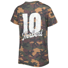 Justin Herbert Los Angeles Chargers Majestic Threads Women's Name & Number V-Neck Tri-Blend T-Shirt - Camo T-shirts