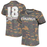 Justin Jefferson Minnesota Vikings Women's Name & Number Tri-Blend V-Neck T-Shirt - Camo T-shirts