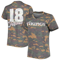 Justin Jefferson Minnesota Vikings Women's Name & Number Tri-Blend V-Neck T-Shirt - Camo T-shirts