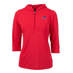 Buffalo Bills Cutter & Buck Women's Virtue Eco Pique Half-Zip 3/4 Sleeve Pullover Hoodie - Red Hoodies