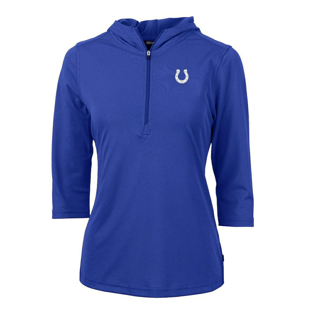 Indianapolis Colts Cutter & Buck Women's Virtue Eco Pique Half-Zip 3/4 Sleeve Pullover Hoodie - Royal Hoodies