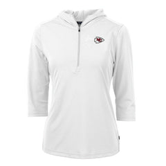 Kansas City Chiefs Cutter & Buck Women's Virtue Eco Pique Half-Zip 3/4 Sleeve Pullover Hoodie - White Hoodies