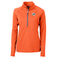 Miami Dolphins Cutter & Buck Women's Adapt Eco Knit Half-Zip Pullover Jacket - Orange Pullover