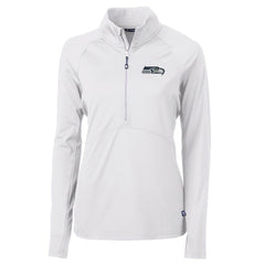Seattle Seahawks Cutter & Buck Women's Adapt Eco Knit Half-Zip Pullover Jacket - White Pullover
