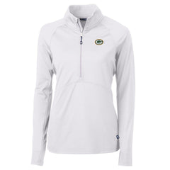 Green Bay Packers Cutter & Buck Women's Adapt Eco Knit Half-Zip Pullover Jacket - White Pullover