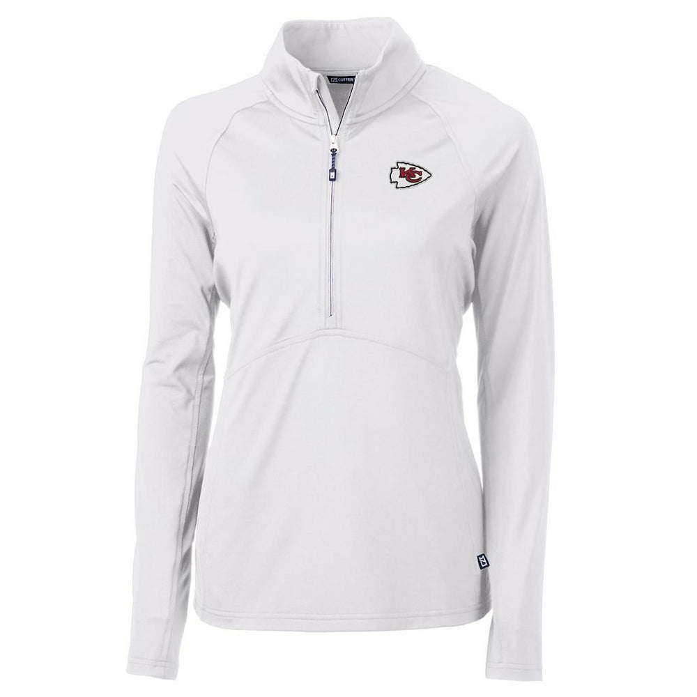 Kansas City Chiefs Cutter & Buck Women's Adapt Eco Knit Half-Zip Pullover Jacket - White Pullover
