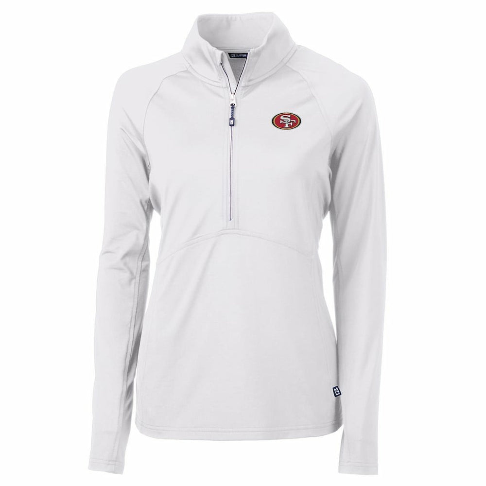 San Francisco 49ers Cutter & Buck Women's Adapt Eco Knit Half-Zip Pullover Jacket - White Pullover