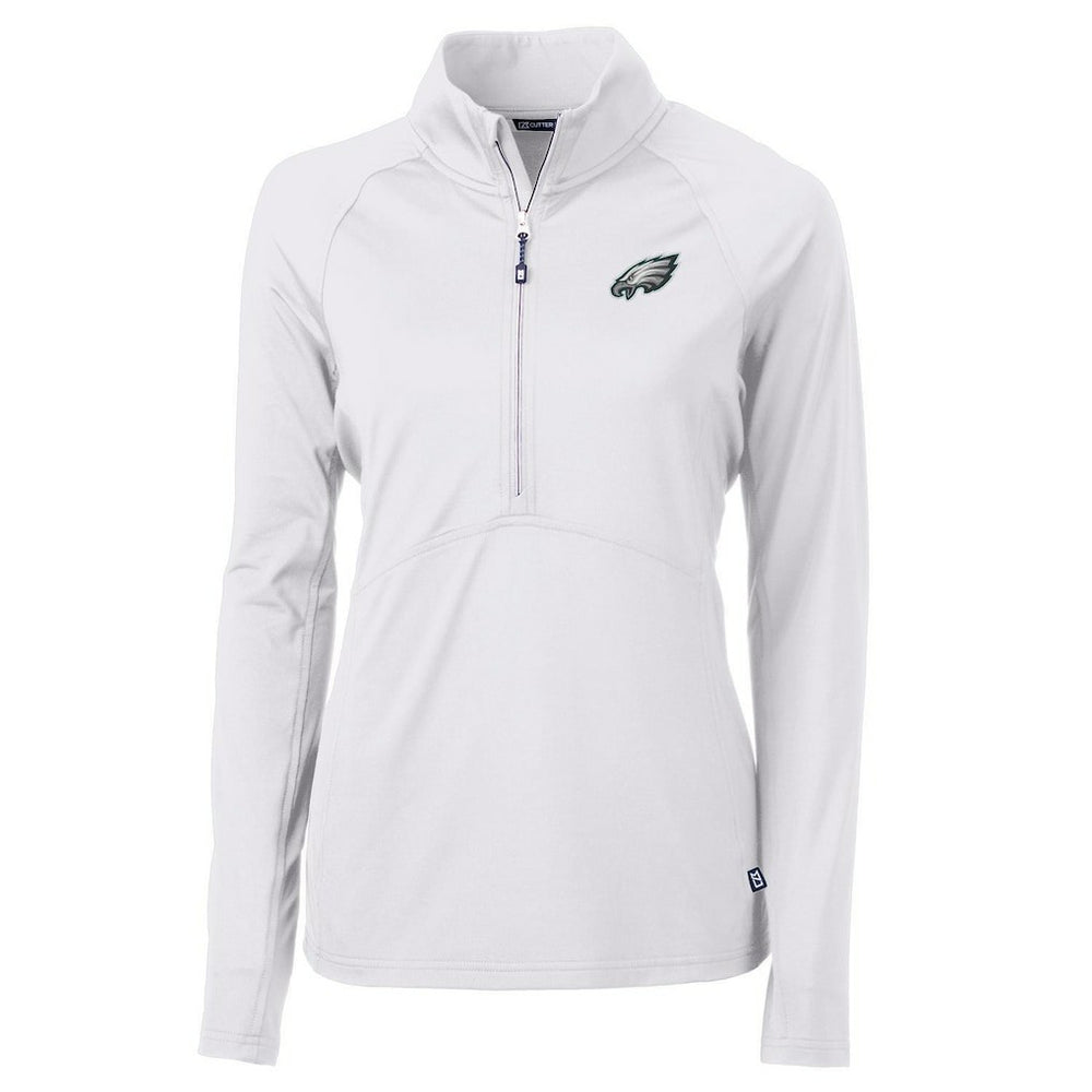 Philadelphia Eagles Cutter & Buck Women's Adapt Eco Knit Half-Zip Pullover Jacket - White Pullover
