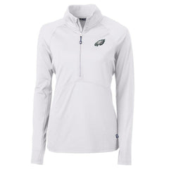 Philadelphia Eagles Cutter & Buck Women's Adapt Eco Knit Half-Zip Pullover Jacket - White Pullover