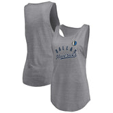 Dallas Mavericks Women's Quality Time Open Scoop Neck Tri-Blend Tank Top Heathered Gray - Fanatics