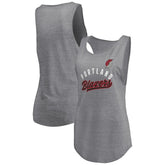 Portland Trail Blazers Women's Quality Time Open Scoop Neck Tri-Blend Tank Top Heathered Gray - Fanatics