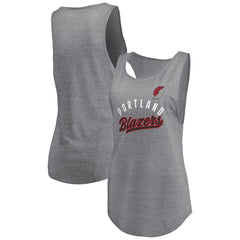 Portland Trail Blazers Women's Quality Time Open Scoop Neck Tri-Blend Tank Top Heathered Gray - Fanatics