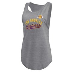 Los Angeles Lakers Women's Quality Time Open Scoop Neck Tri-Blend Tank Top Heathered Gray - Fanatics