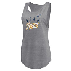 Utah Jazz Women's Quality Time Open Scoop Neck Tri-Blend Tank Top Heathered Gray - Fanatics